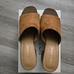 Sun + Stone Womens Twiggyy Faux Suede Studded Block Heel